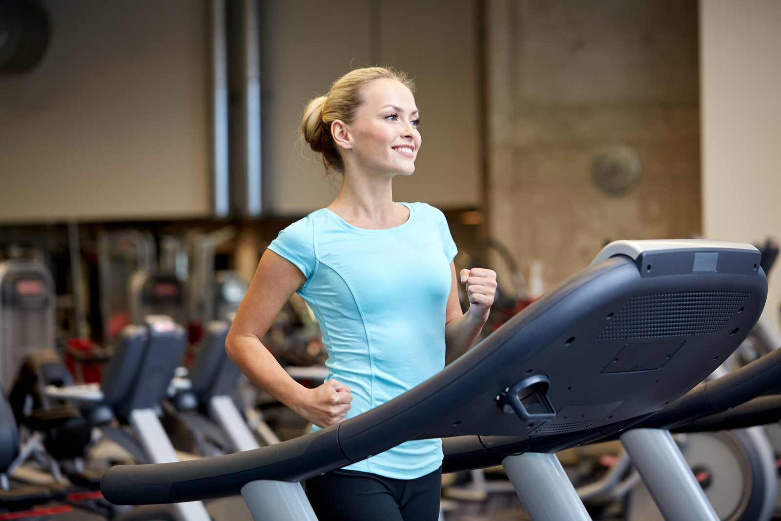 woman exercising, treadmill, gym workout, running